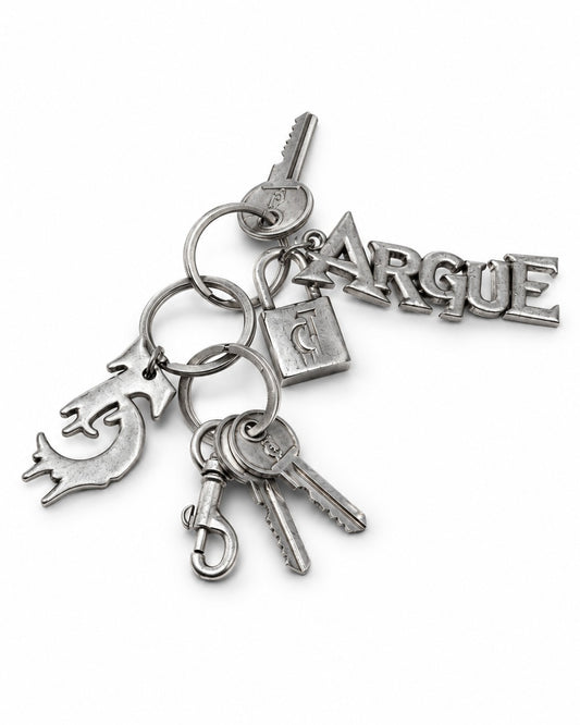 Layered Key-Charm Keyring with Letter Pendant