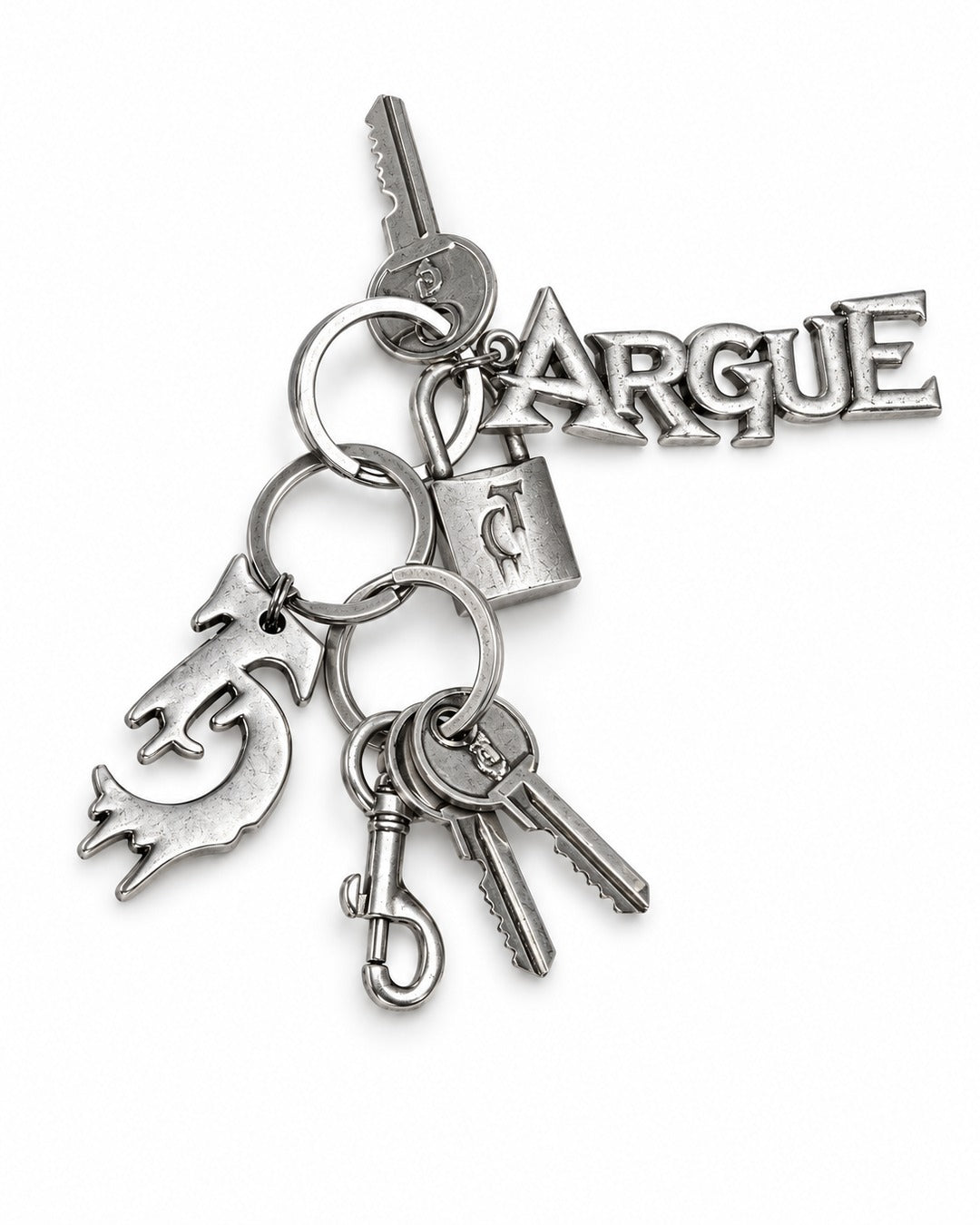 Layered Key-Charm Keyring with Letter Pendant