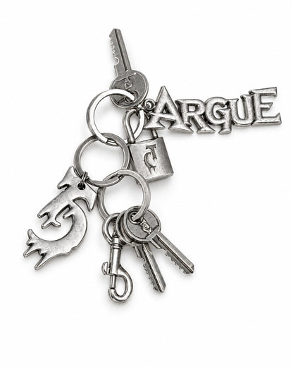 Layered Key-Charm Keyring with Letter Pendant