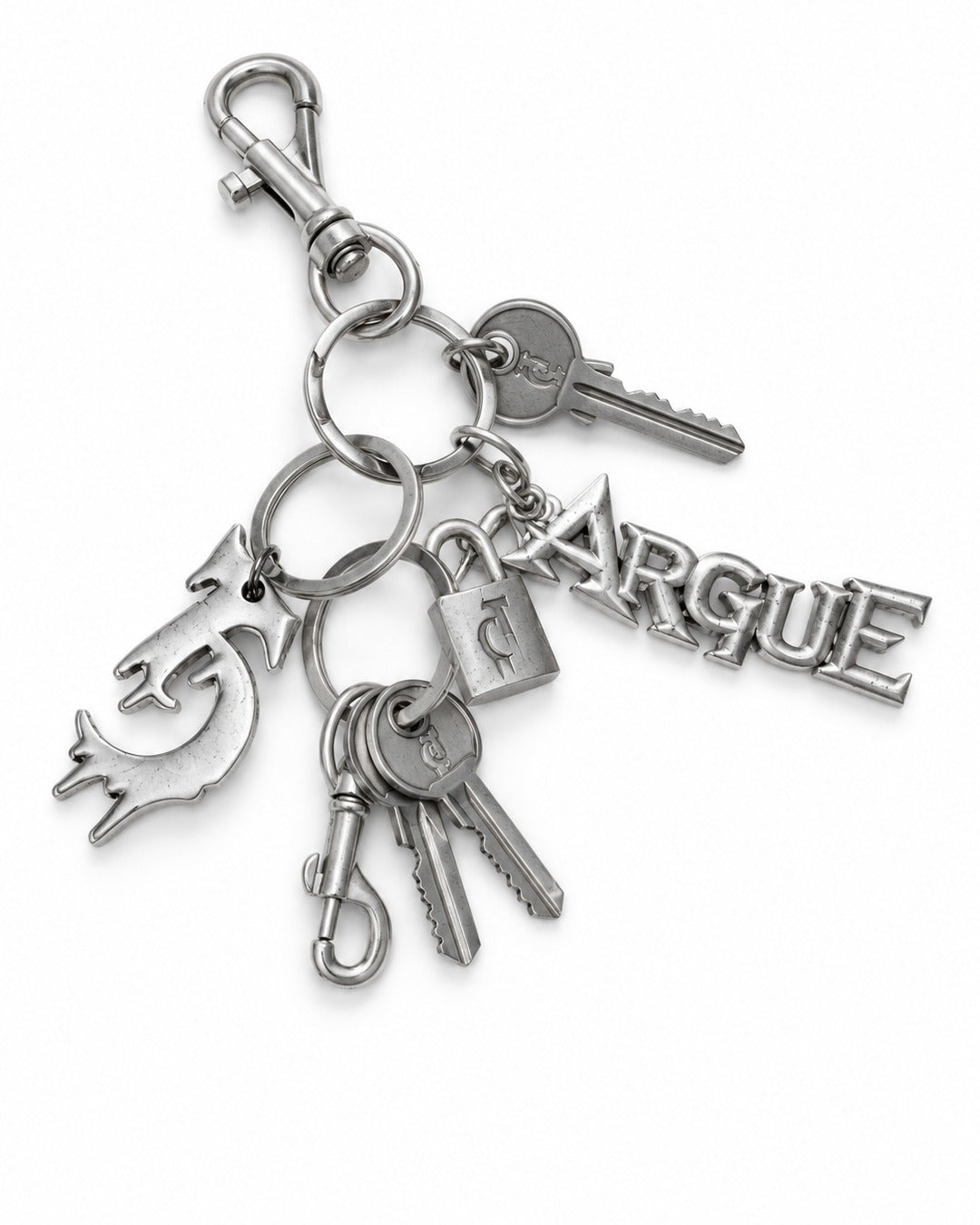 Layered Key-Charm Keyring with Letter Pendant