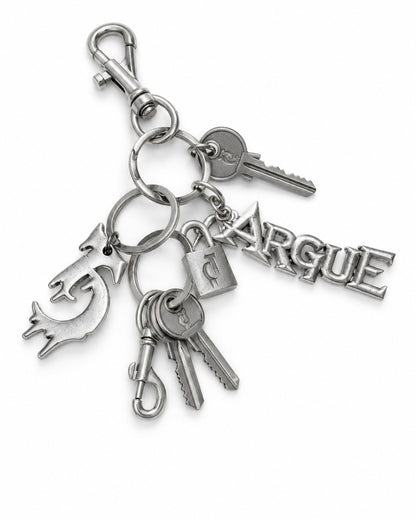 Layered Key-Charm Keyring with Letter Pendant
