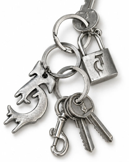 Layered Key-Charm Keyring with Letter Pendant