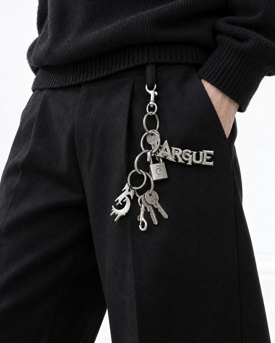 Layered Key-Charm Keyring with Letter Pendant