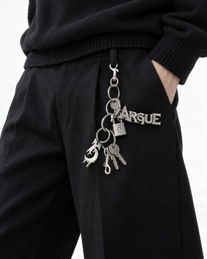 Layered Key-Charm Keyring with Letter Pendant