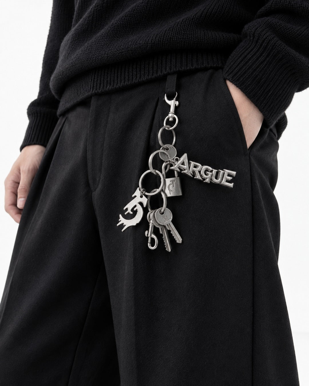 Layered Key-Charm Keyring with Letter Pendant