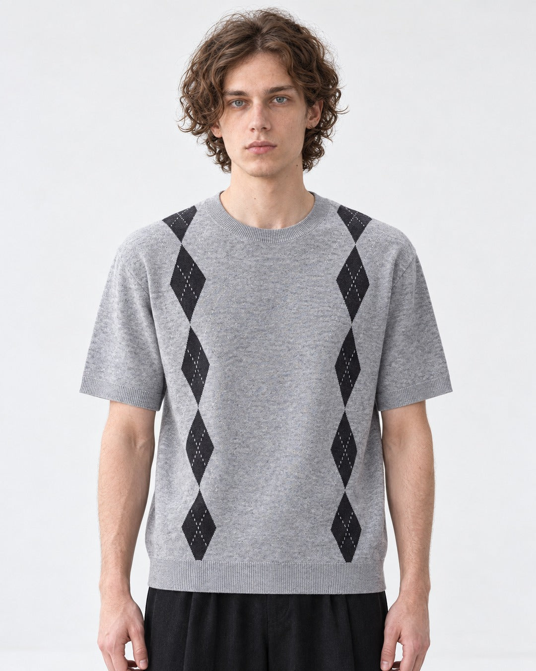 Argyle-Pattern Knit Top
