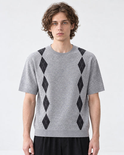 Argyle-Pattern Knit Top