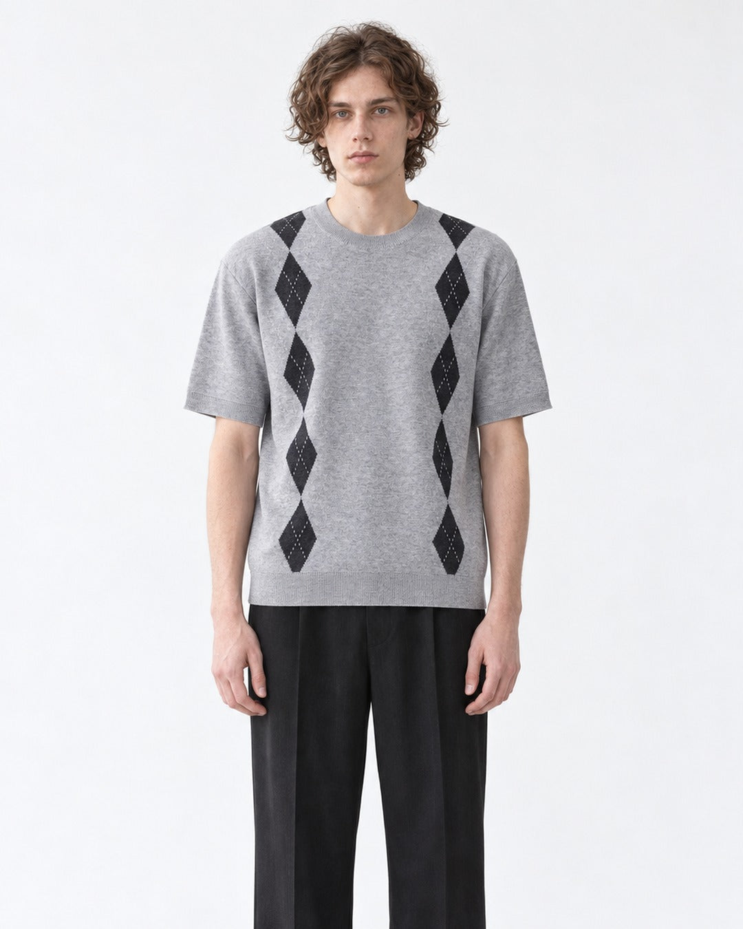 Argyle-Pattern Knit Top