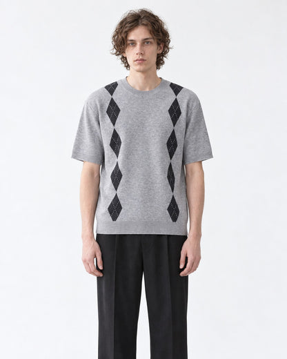 Argyle-Pattern Knit Top