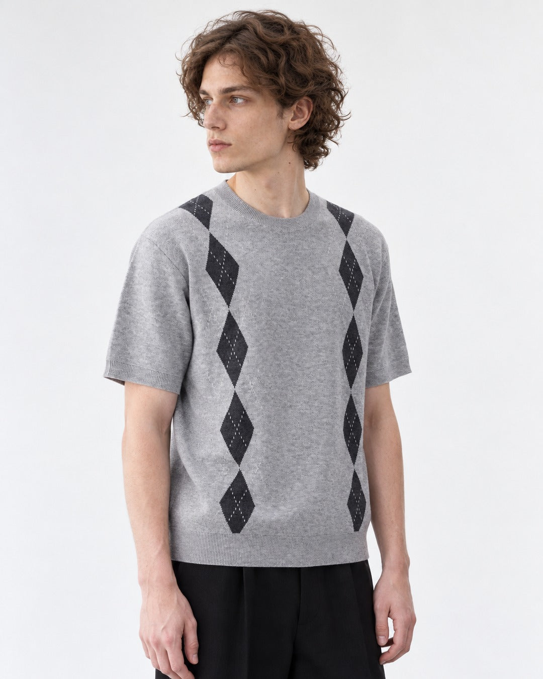 Argyle-Pattern Knit Top