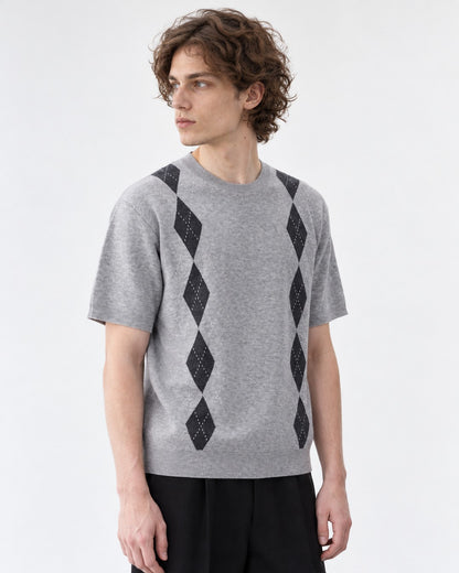 Argyle-Pattern Knit Top