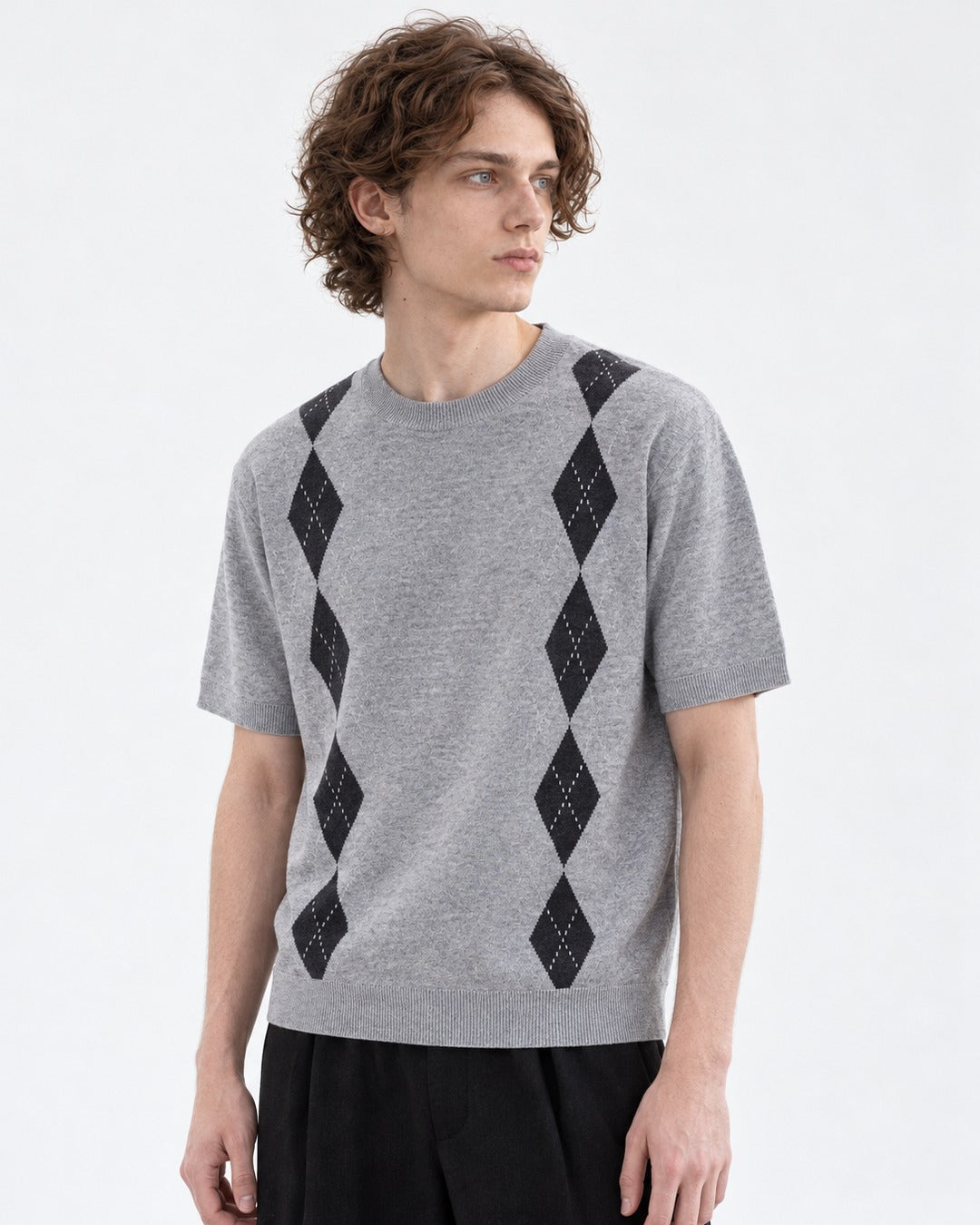 Argyle-Pattern Knit Top