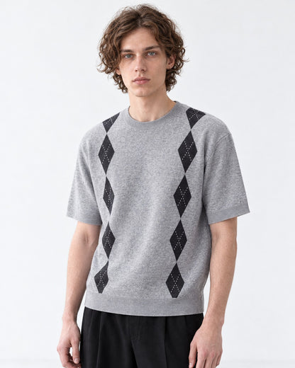 Argyle-Pattern Knit Top