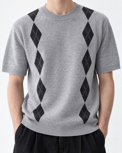 Argyle-Pattern Knit Top