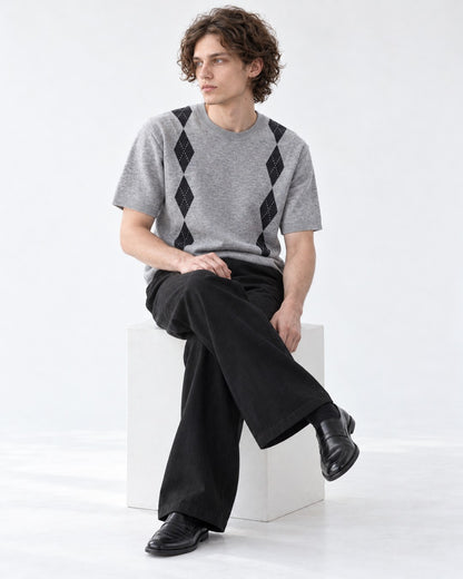 Argyle-Pattern Knit Top