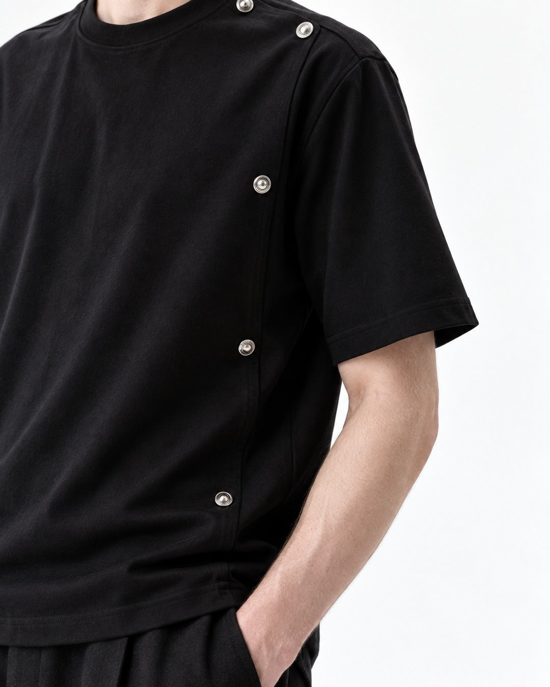 Tee with Side Button Detail