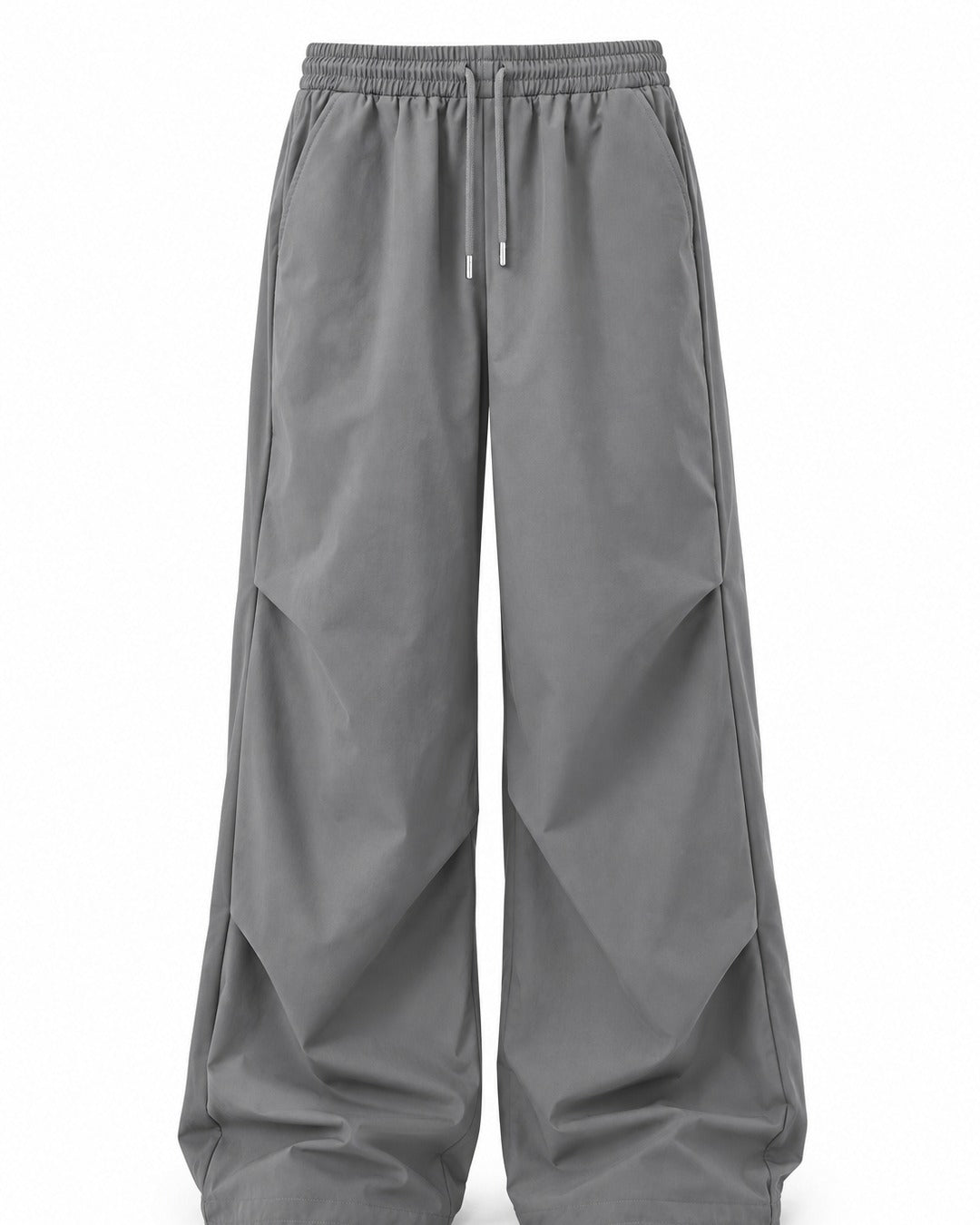 Cinched Hem Drawstring Wide-Leg Trousers