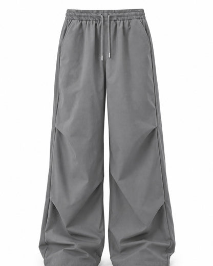 Cinched Hem Drawstring Wide-Leg Trousers