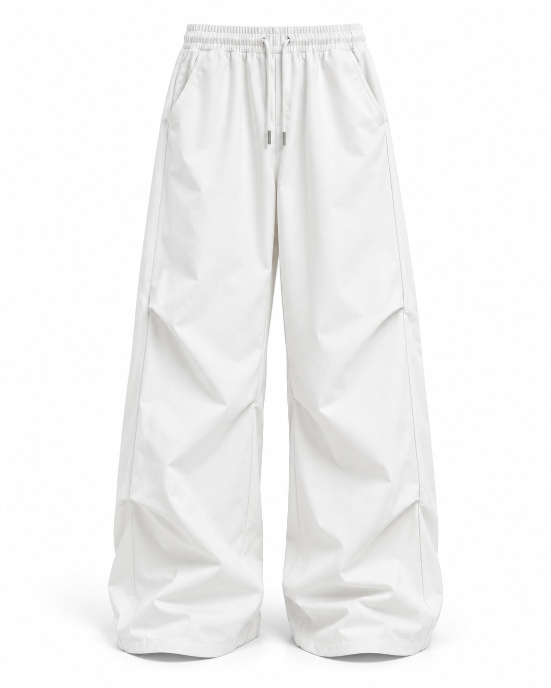 Cinched Hem Drawstring Wide-Leg Trousers