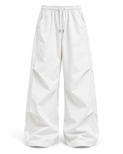 Cinched Hem Drawstring Wide-Leg Trousers