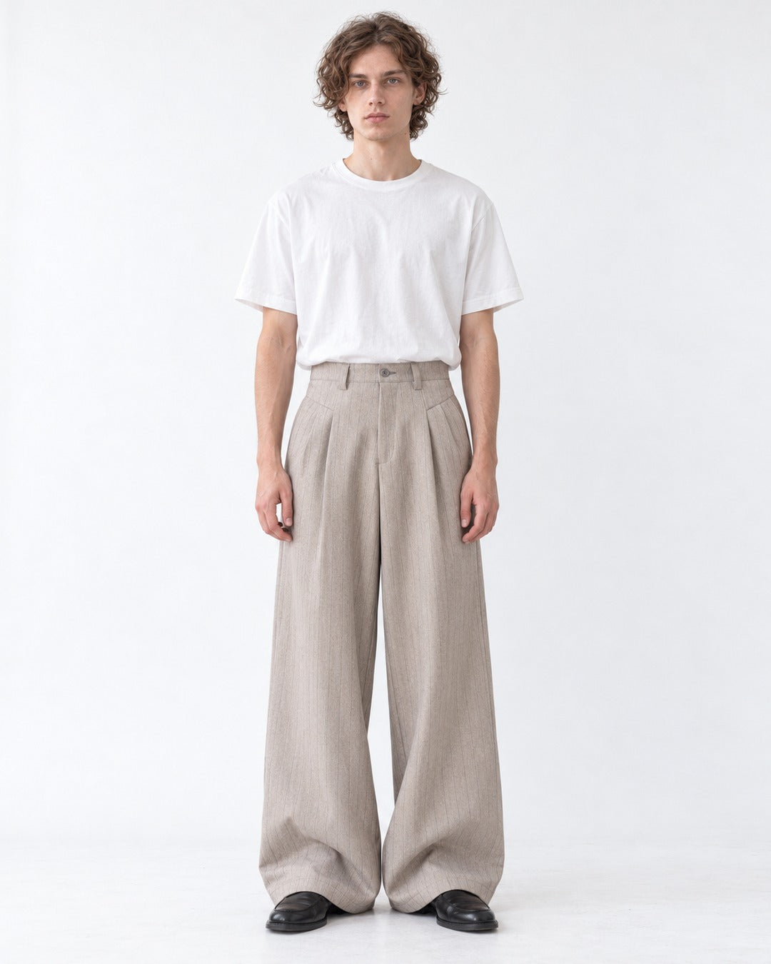 Curved Yoke Wide Trousers