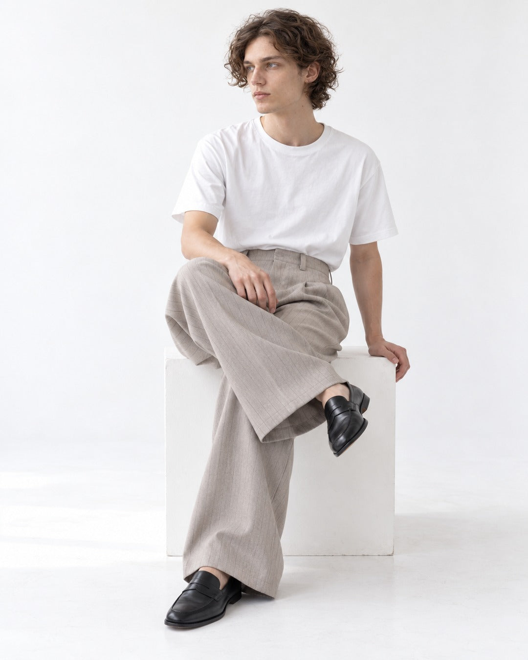 Curved Yoke Wide Trousers