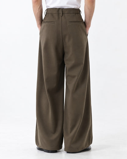 Drawstring Pleated Wide Trousers