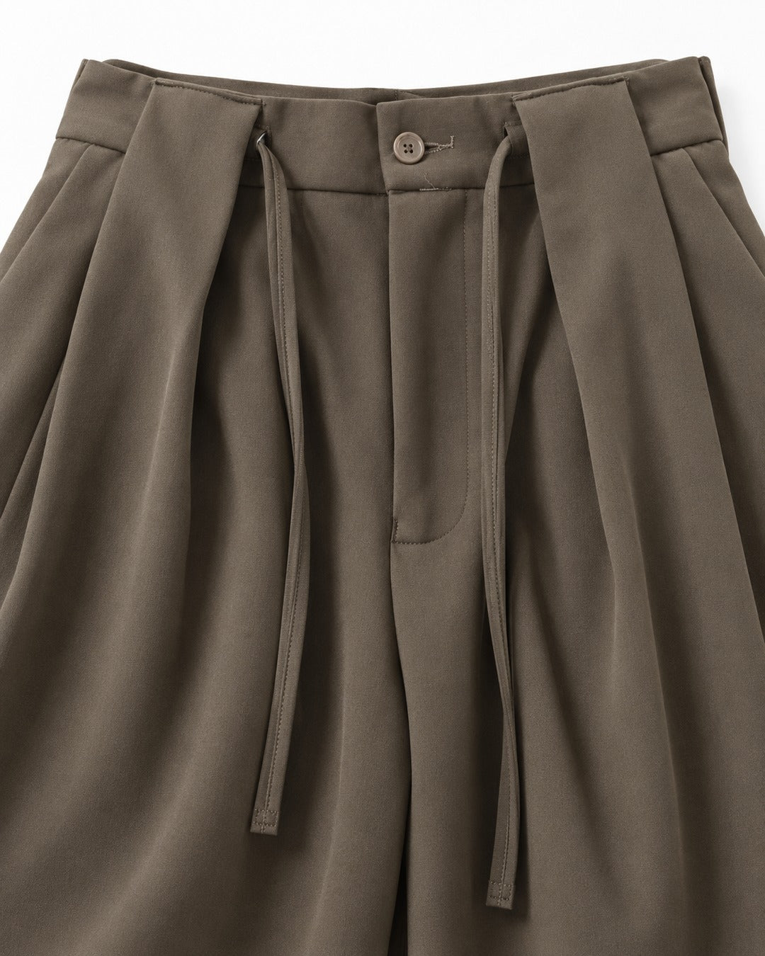 Drawstring Pleated Wide Trousers
