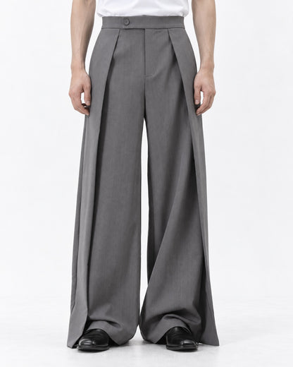 Draped Panel Wide-Leg Trousers