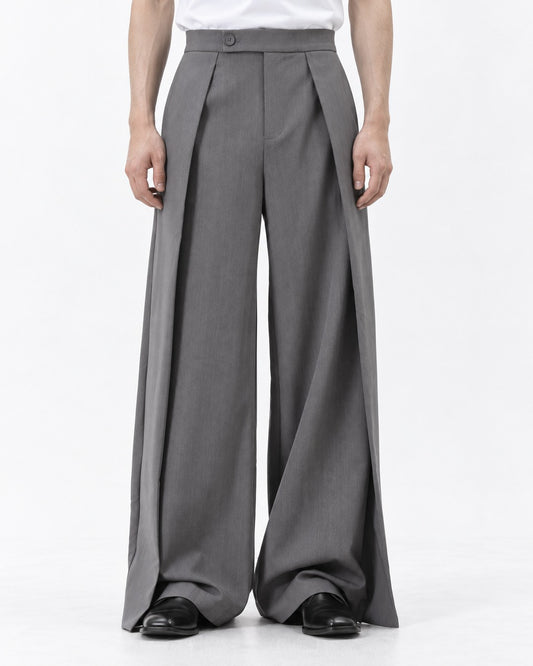 Draped Panel Wide-Leg Trousers