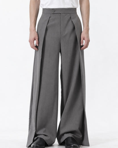 Draped Panel Wide-Leg Trousers