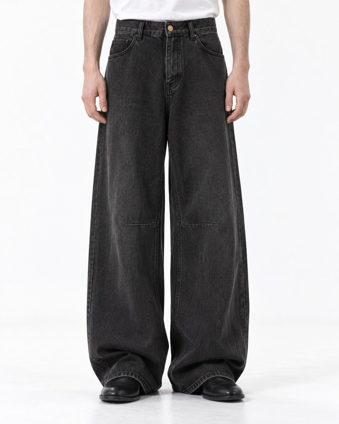 Knee-Panel Wide-Leg Jeans