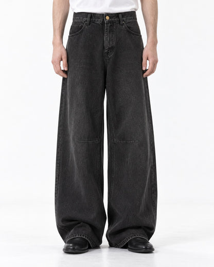 Knee-Panel Wide-Leg Jeans