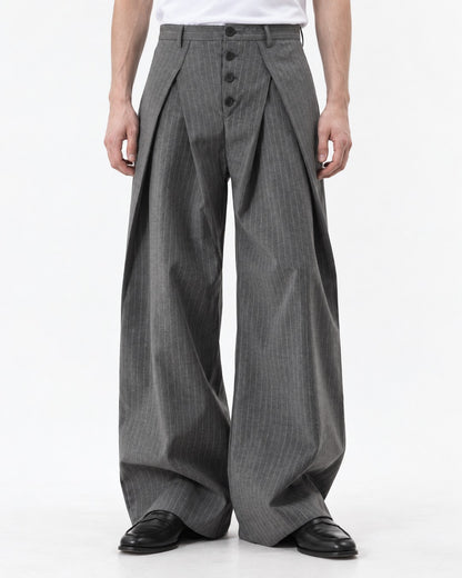 Pinstripe Crossover Wide Trousers