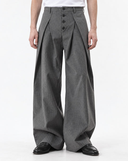 Pinstripe Crossover Wide Trousers