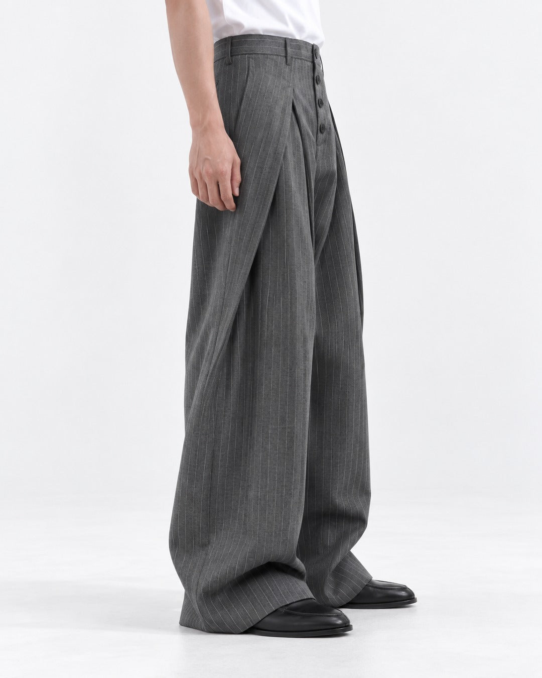 Pinstripe Crossover Wide Trousers