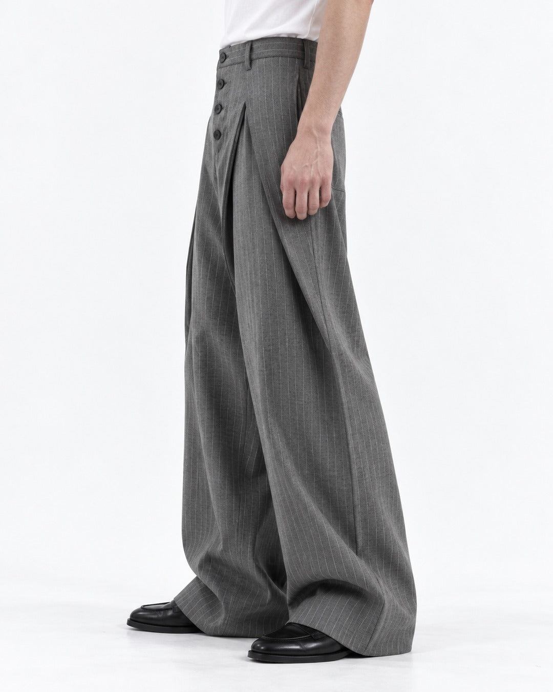 Pinstripe Crossover Wide Trousers