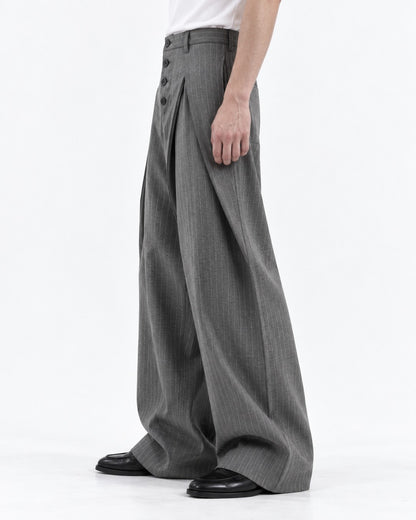 Pinstripe Crossover Wide Trousers