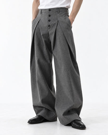 Pinstripe Crossover Wide Trousers