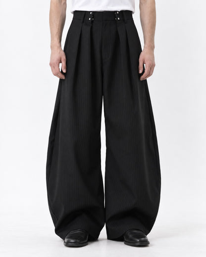 Twin-Snap Waist Pinstripe Balloon Trousers