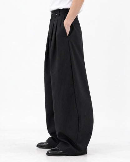 Twin-Snap Waist Pinstripe Balloon Trousers