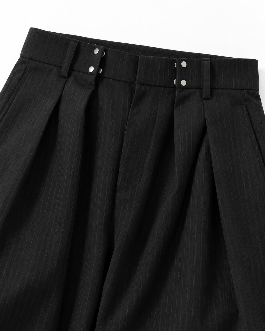 Twin-Snap Waist Pinstripe Balloon Trousers