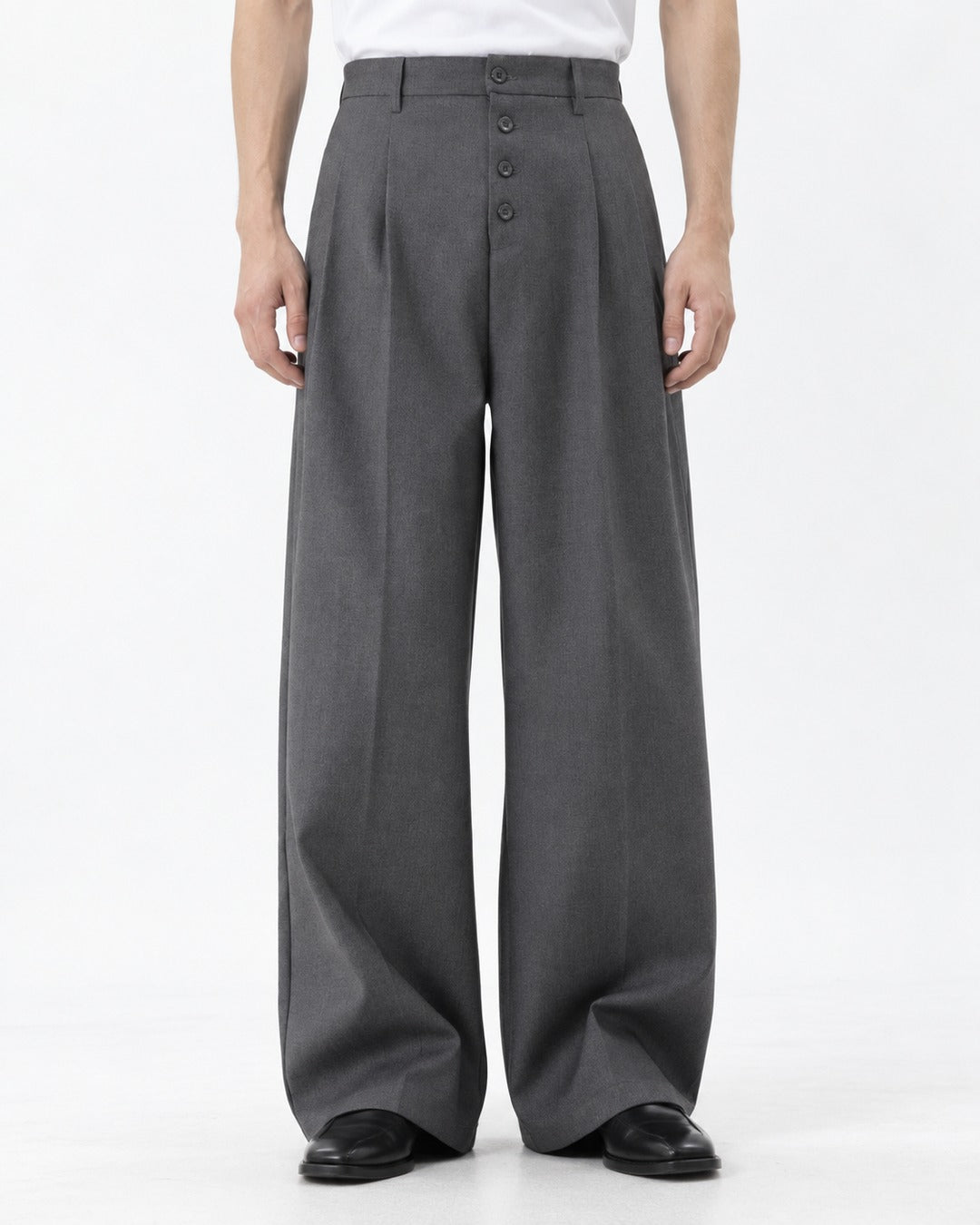 Button Fly Wide Trousers