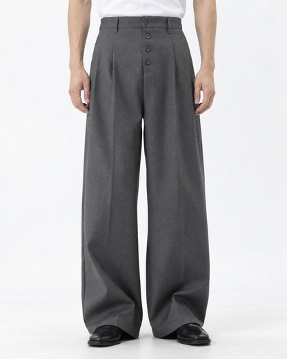 Button Fly Wide Trousers