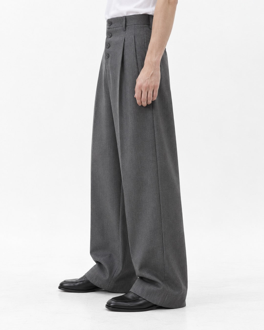 Button Fly Wide Trousers