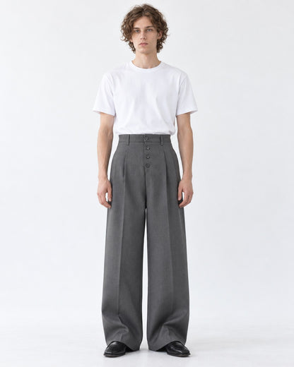 Button Fly Wide Trousers