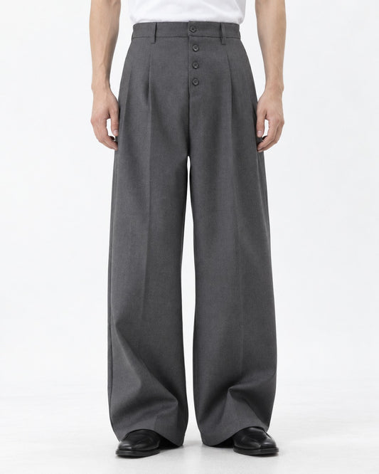 Button Fly Wide Trousers