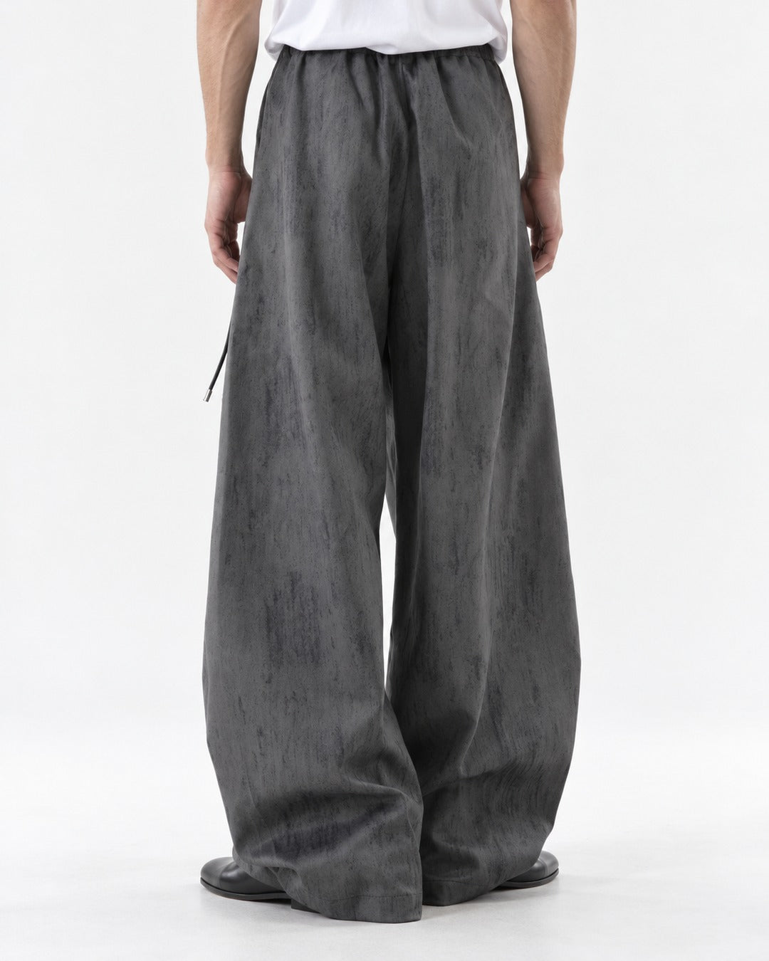 Drawstring Pleated Wide-Leg Trousers