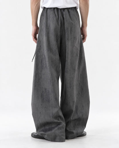 Drawstring Pleated Wide-Leg Trousers