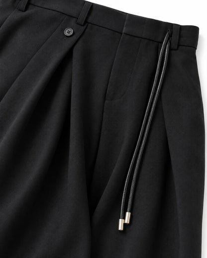 Drawstring Pleated Wide-Leg Trousers